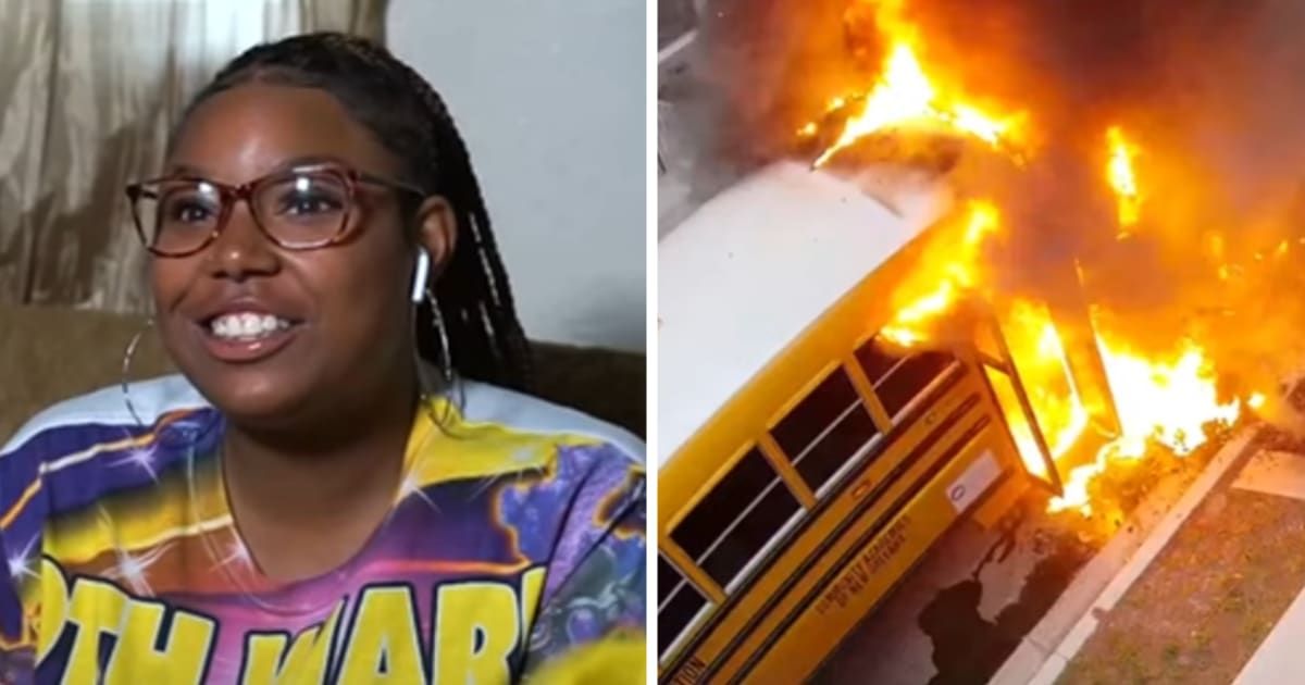 Kia Rousseve ushered the students from kindergarten through eighth grade off the bus after bringing the vehicle to a halt (YouTube/@WVUE FOX 8 New Orleans)