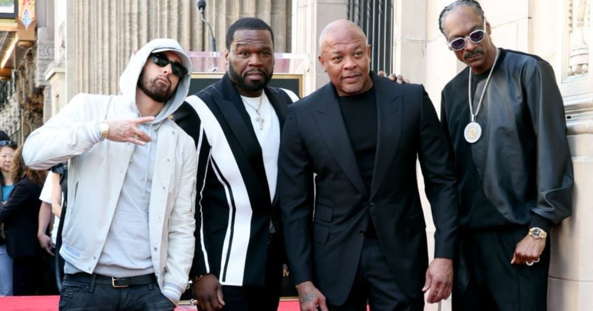 Eminem, 50 Cent, honoree Dr Dre and Snoop Dogg attend the Hollywood Walk of Fame Star ceremony (Monica Schipper/Getty Images)