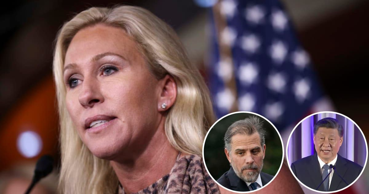 Marjorie Taylor Greene claimed to have proven unethical business dealings between Hunter Biden and Xi Jinping at the House Oversight Committee hearing on March 20, 2024 (Getty Images) 