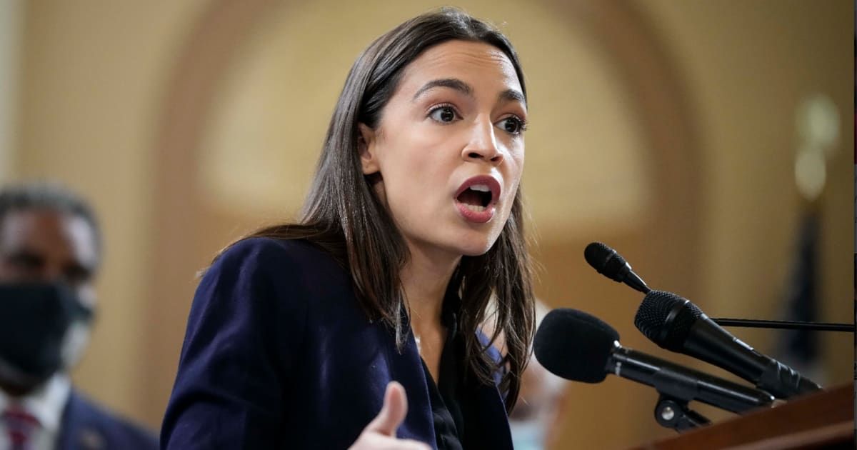 Rep Alexandria Ocasio-Cortez faced backlash after claiming that 'RICO is not a crime' during President Biden's impeachment hearing on Wednesday (Getty Images)