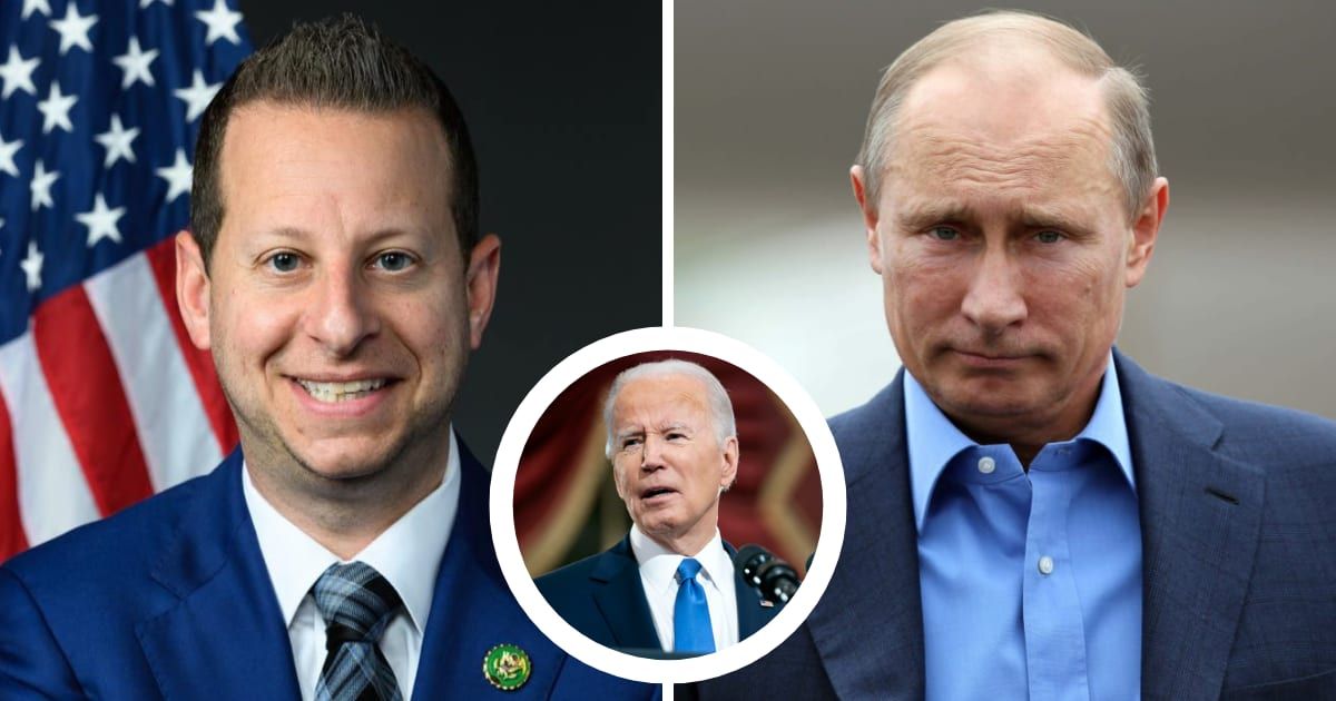 Rep Jared Moskowitz wore a mask of Vladimir Putin ahead of an impeachment hearing against President Joe Biden (Congressman Jared Moskowitz/Facebook, Getty Images)