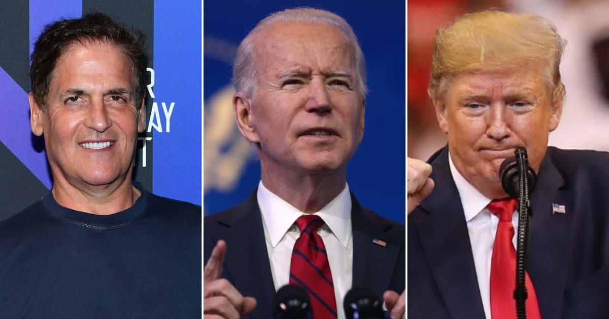 Many people on the internet chimed in and shared their views as Mark Cuban met President Biden during the fundraiser (Getty Images)