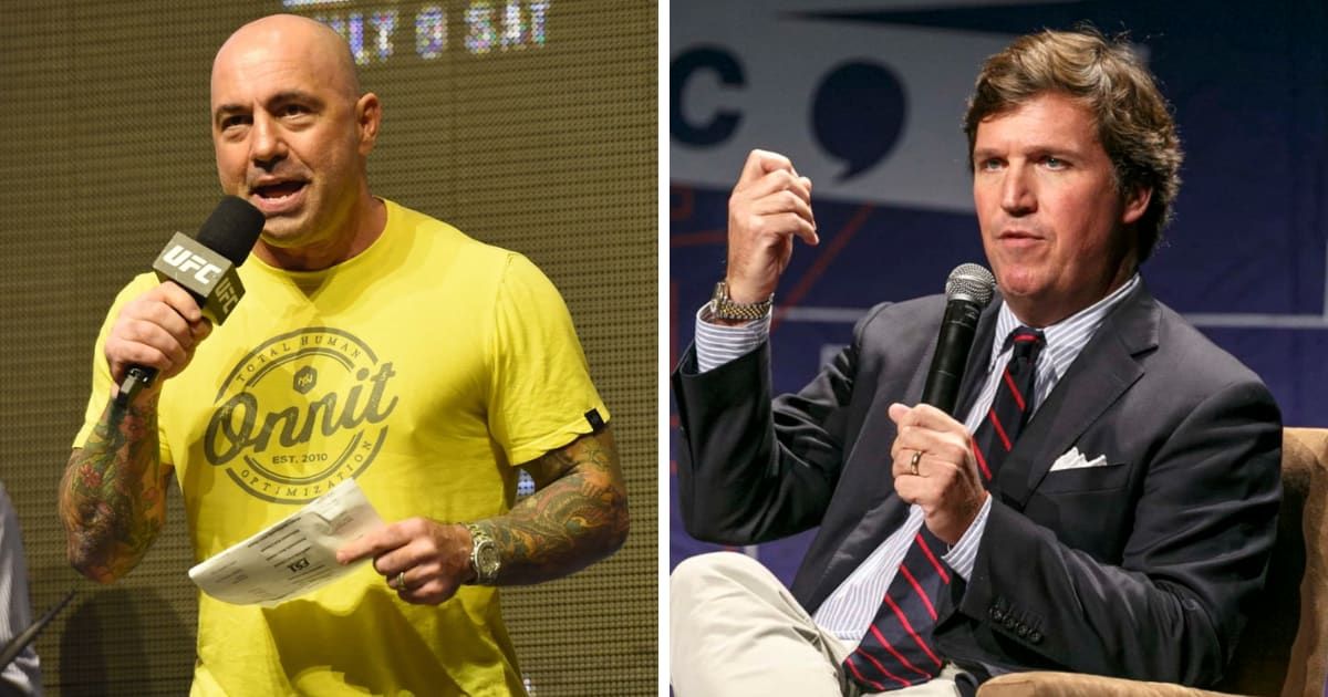Joe Rogan candidly shared his perspective on Tucker Carlson, insisting that the former Fox News host is not as nefarious as he's often portrayed (Getty Images)