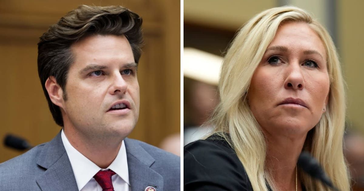 Matt Gaetz and Marjorie Taylor Greene will sue two California cities for canceling their rallies in 2021 (Getty Images, Drew Angerer/Getty Images)