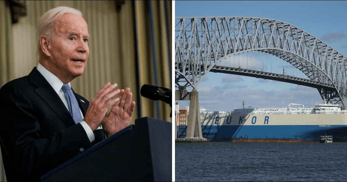 Joe Biden asserted he traveled over Baltimore's Francis Scott Key Bridge from Delaware to Washington 'by train or by car' (Getty Images)