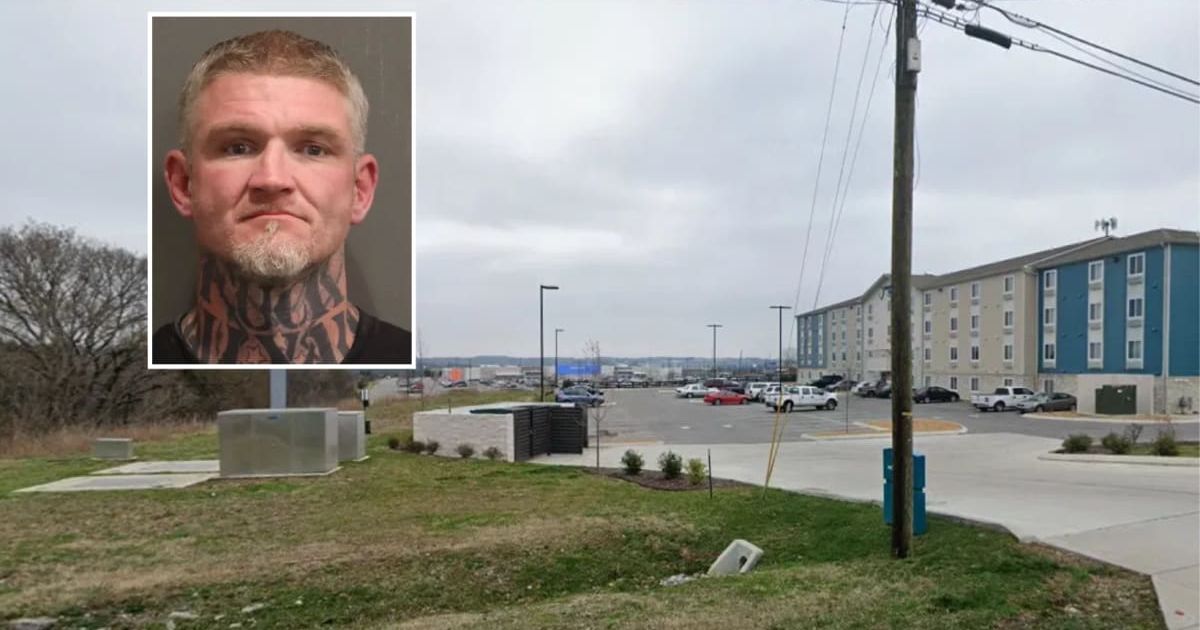 Matthew L McFarlin is accused of murdering Patrick Panella at WoodSpring Suites Nashville (MNPD/Google Maps)