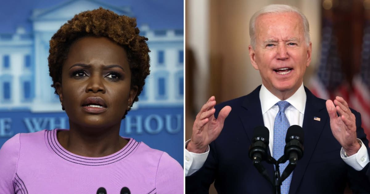 White House Press Secretary Karine Jean-Pierre reacted adversely after she was asked during a radio interview if President Joe Biden has 'dementia' (Getty Images)