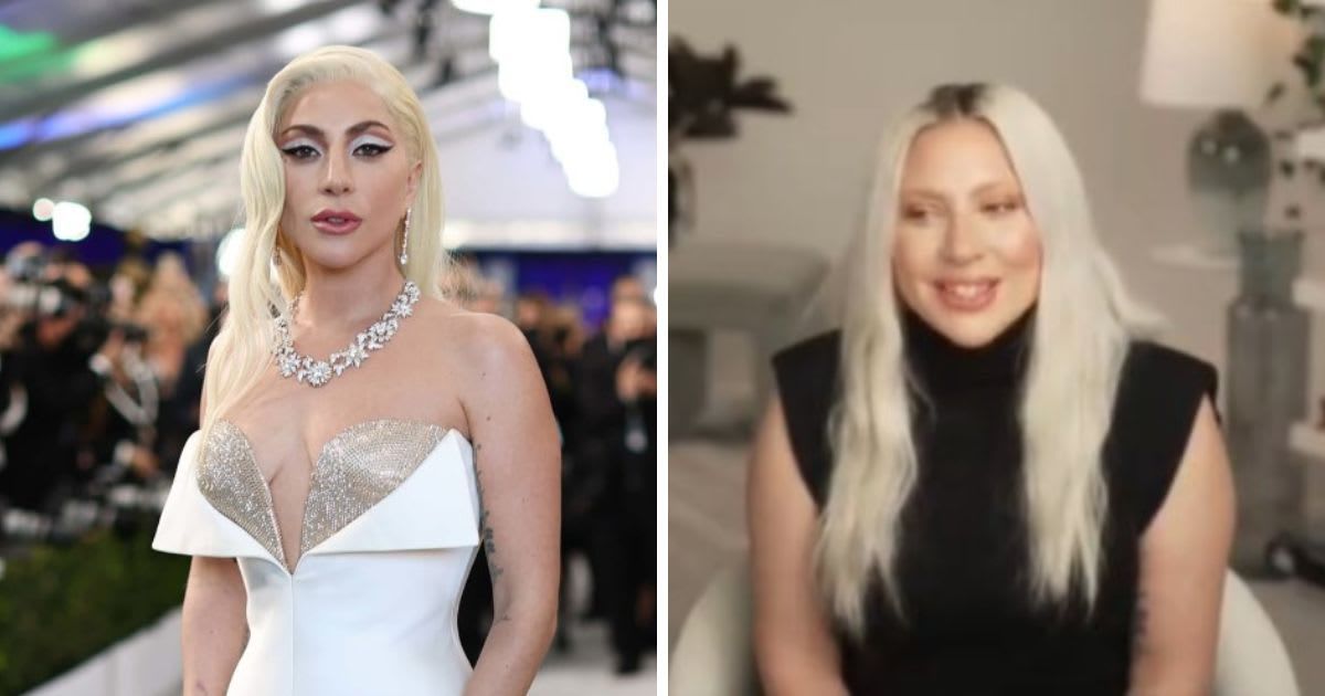 Lady Gaga's swollen face in a recent interview concerned fans  (Getty Images and X/@MaryAnnBeth1)