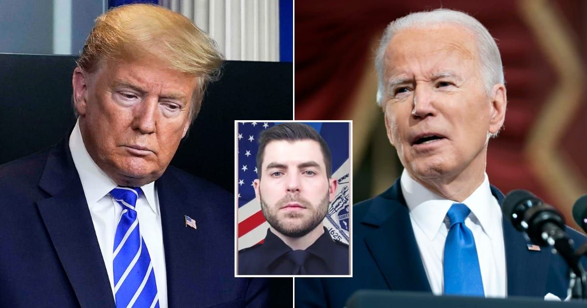 Pictured (L-R): Donald Trump, Jonathan Diller (inset), Joe Biden (Getty Images, NYPD)