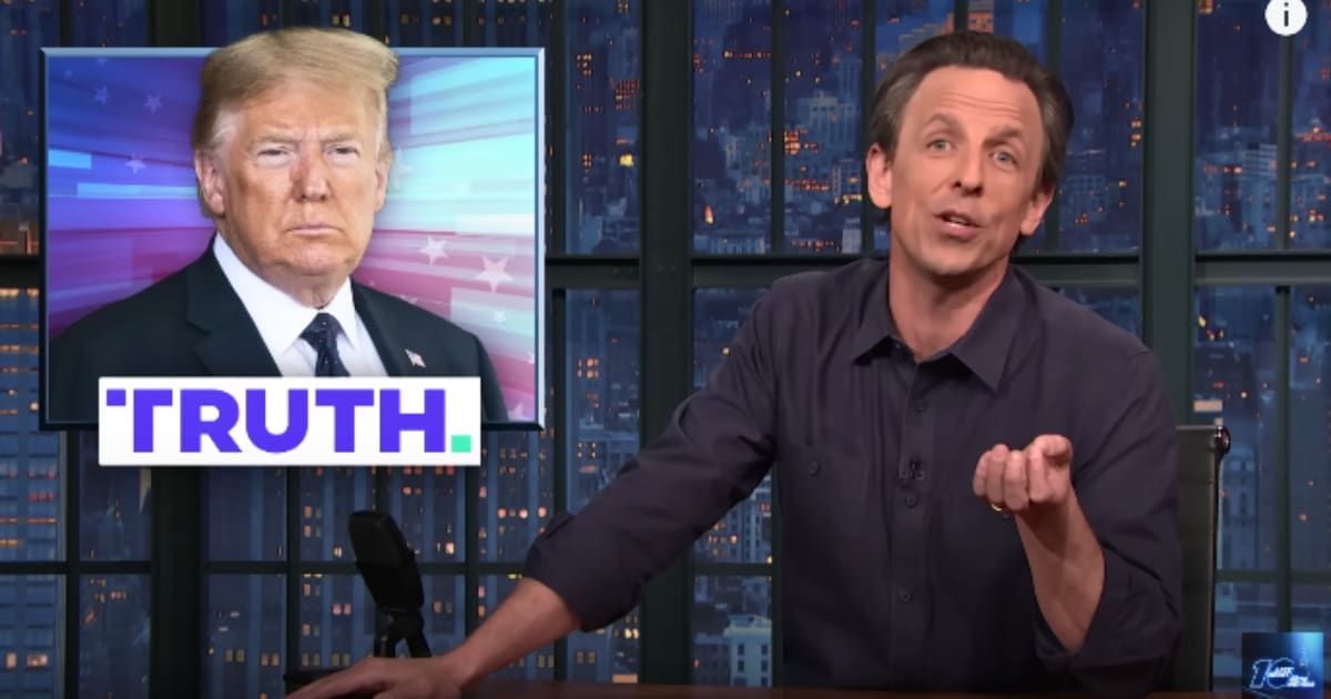 'The Late Night With Seth Meyers' host called Donald Trump’s social media site Truth Social an 'abject failure' (Late Night with Seth Meyers /YouTube)