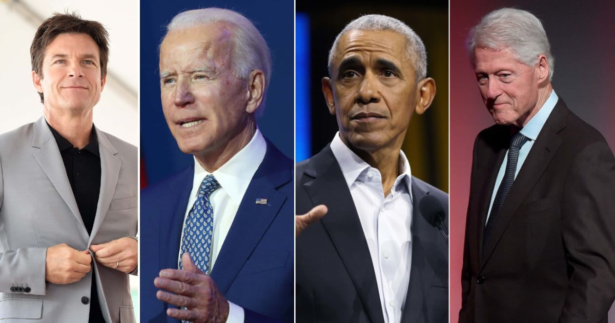 Jason Bateman’s facial hair steals the show in Obama, Biden, Clinton podcast pic(Getty Images)(Photo by Bob Berg/Getty Images)(Photo by Spencer Platt/GettyImages)