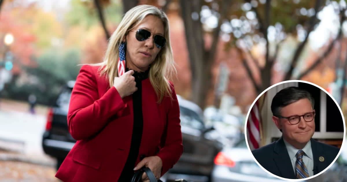 Marjorie Taylor Greene went on a rant on X, refusing to acknowledge Speaker Mike Johnson as conservative (Getty Images)