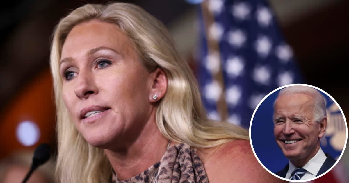 Rep Marjorie Taylor Green attacked Joe Biden's administration on X for proclaiming Easter Sunday, March 31, 2024, as Transgender Day of Visibility (Getty Images)