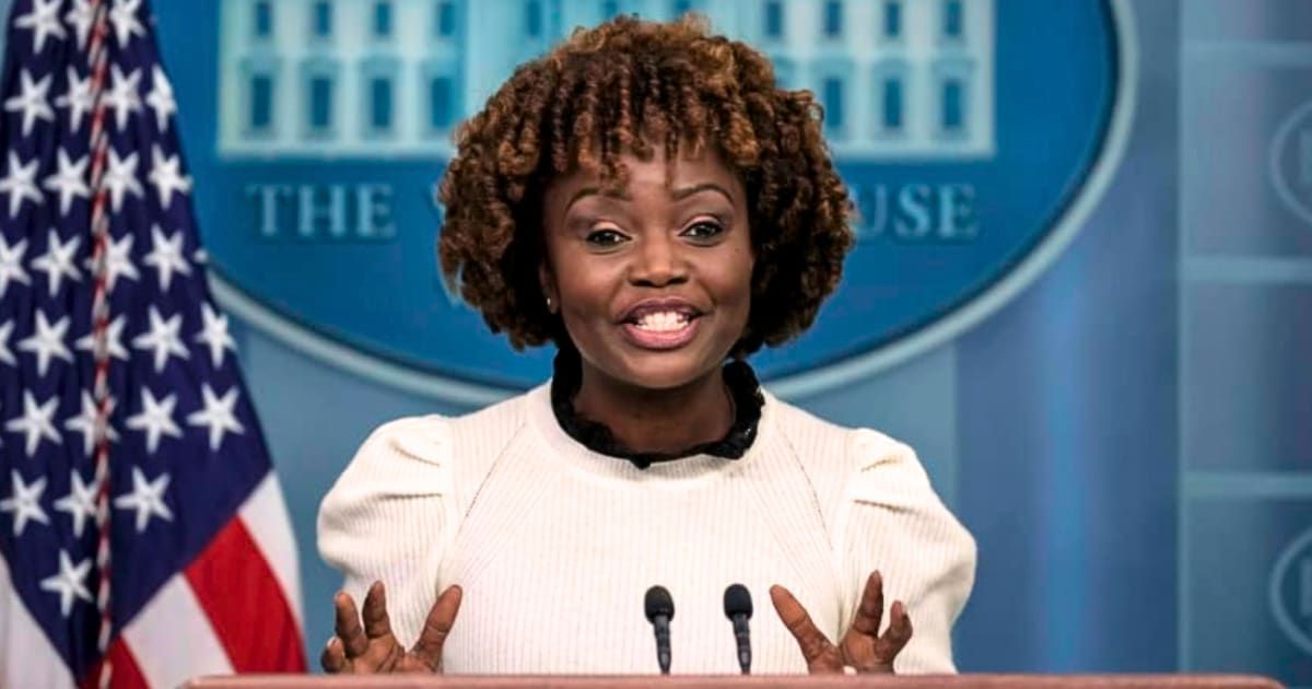 White House Press Secretary Karine Jean-Pierre was brutally trolled online for her April Fools' prank (Getty Images)