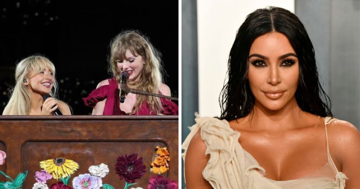 Sabrina Carpenter has drawn flak for appearing in Kim Kardashian's SKIMS campaign right after her stint with Taylor Swift came to an end (Instagram/@sabrinacarpenter and Getty Images)
