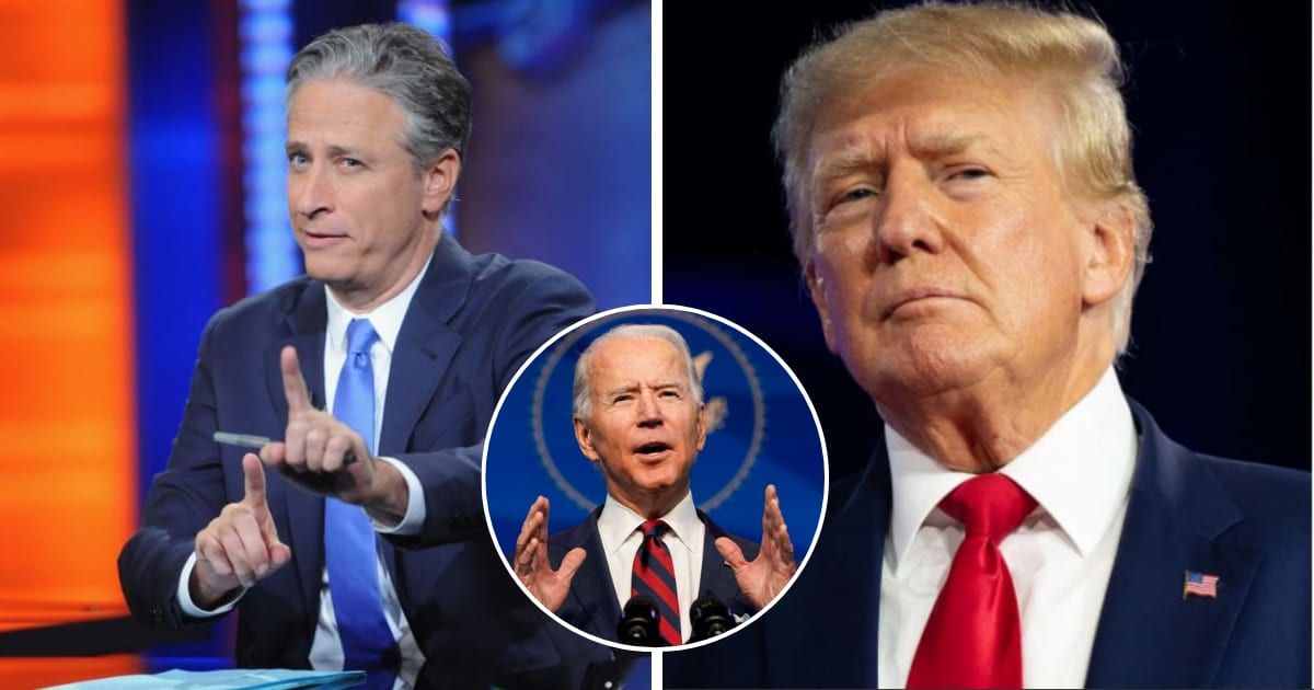 Jon Stewart was commenting on an image of Biden shared by Trump (Getty Images)