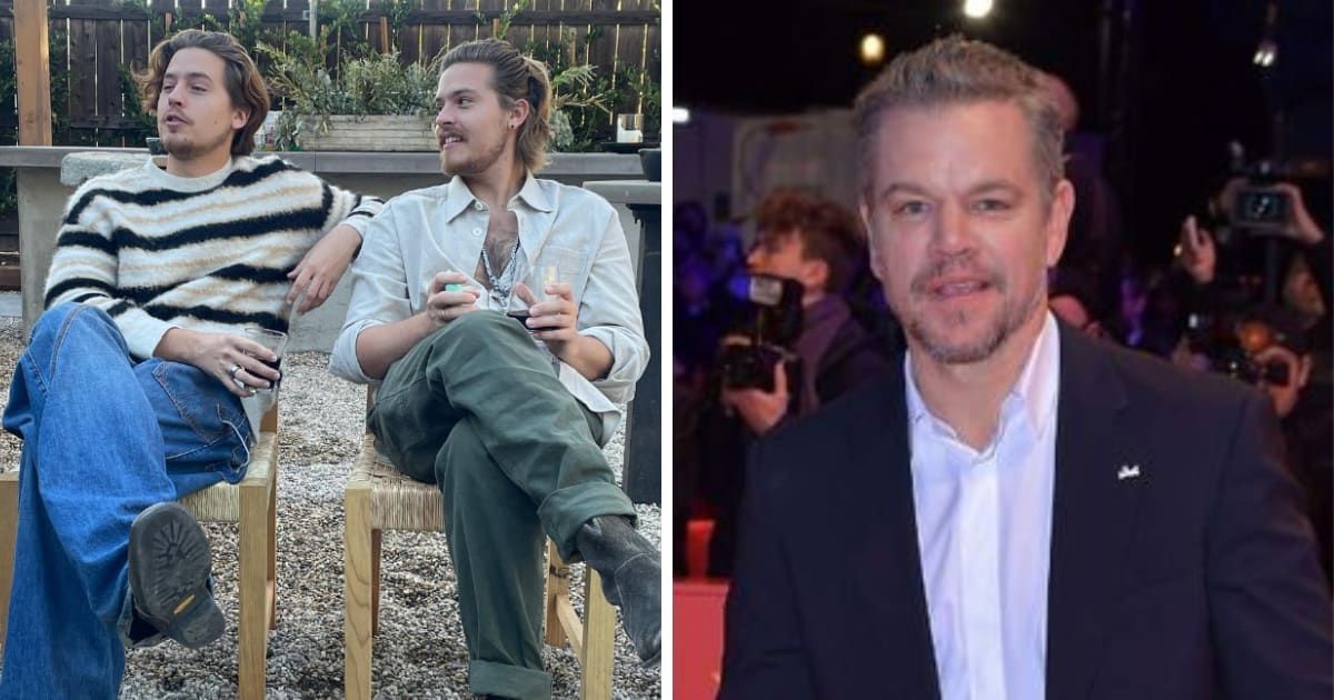 Dylan and Cole Sprouse met Matt Damon when they were 15 (@dylansprouse/Instagram, Getty Images)