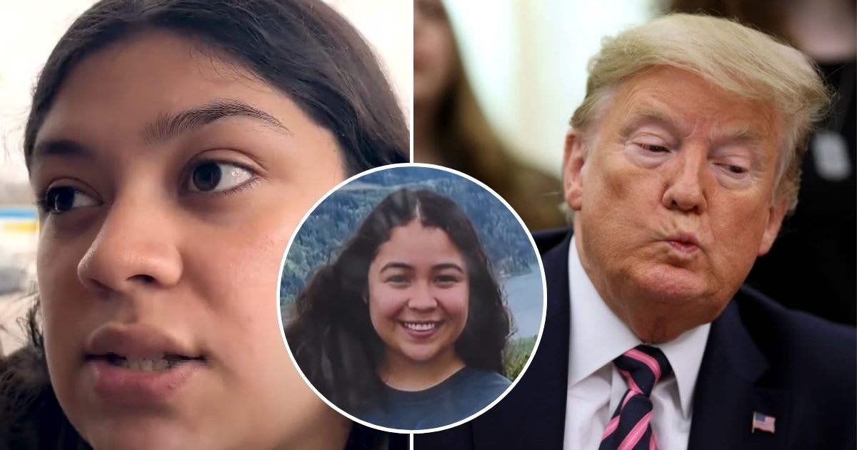 Ruby Garcia's sister Mavi Garcia criticized Donald Trump for lying at a recent rally (WOOD TV8, FOX 17 WXMI/YouTube and Getty Images)