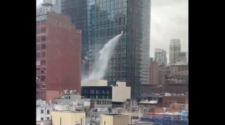 'A free shower': Internet abuzz as Manhattan high-rise seen spouting water onto street below in viral video