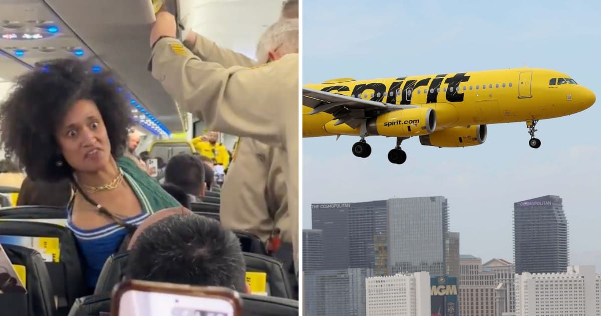 Internet in stitches as woman completely loses it as she's escorted off Spirit Airlines flight during wild outburst