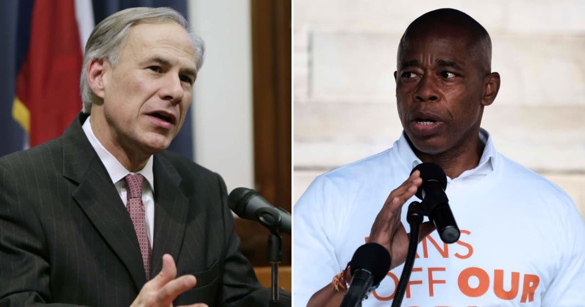 Greg Abbott criticized New York City Mayor Eric Adams's recent invitation to stay at migrant shelter (Getty Images)