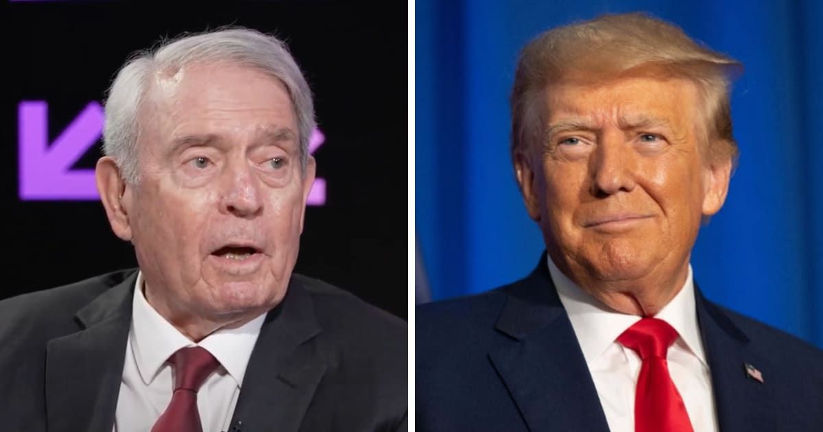Dan Rather's fiery statement against Donald Trump has already amassed over a million views (SXSW/YouTube, Getty Images)