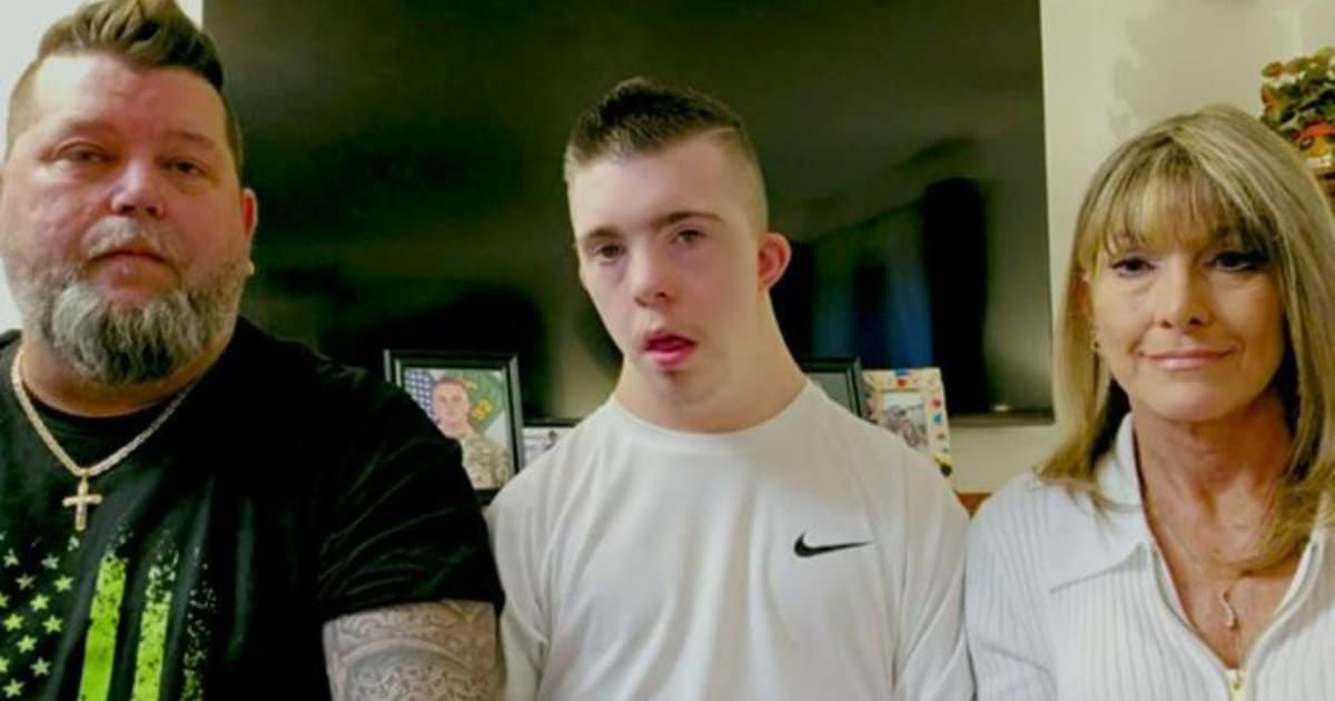 Mark and Angela Hodge recalled the ridiculing experience their son Dustin (center) faced in school on 'Fox & Friends' (Screengrab/Fox News)