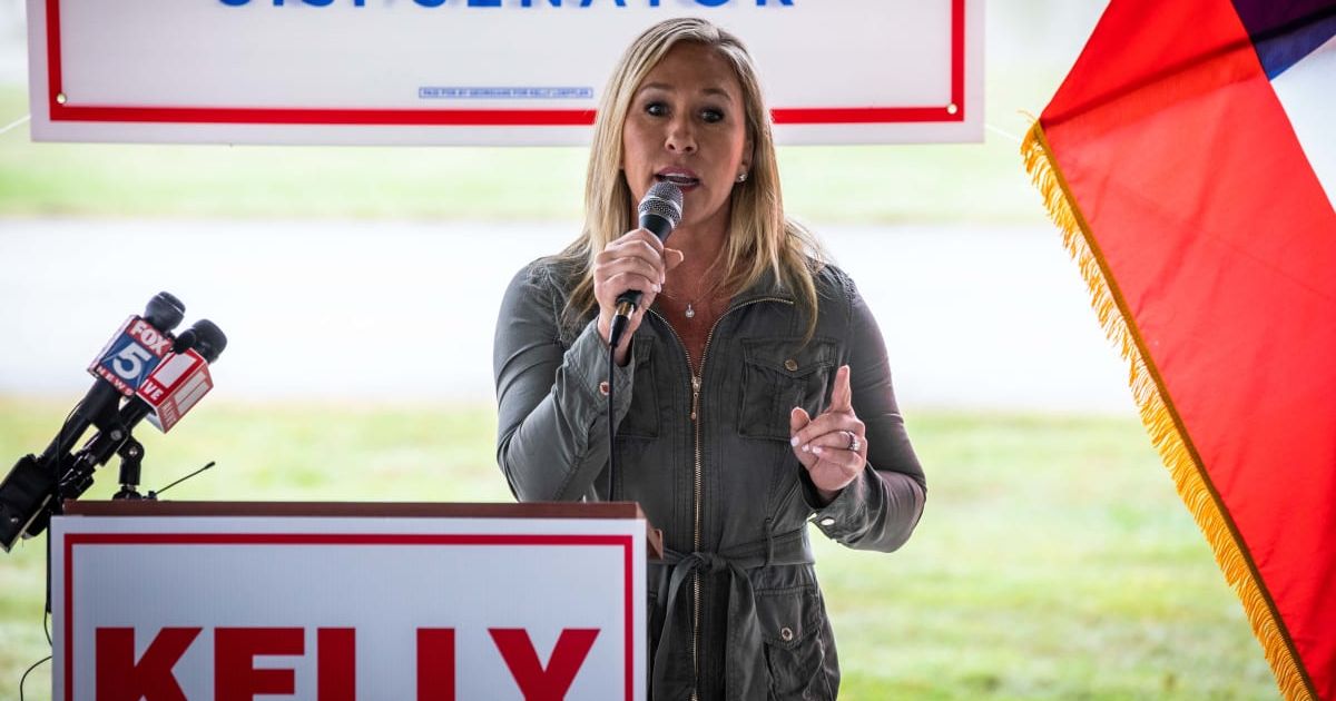 Rep Marjorie Taylor Greene called out the hypocrisy of Democrats over voting machines on Sunday, April 7, 2024 (Getty Images)