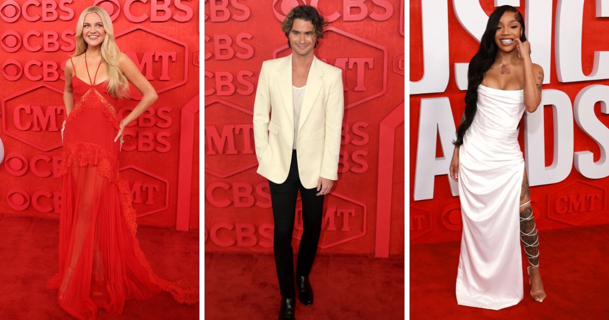 Kelsea Ballerini, Chase Stokes and GloRilla turned heads at the 2024 CMT awards red carpet (Taylor Hill/WireImage, Nicola Gell/FilmMagic, Matt Winkelmeyer/Getty Images)