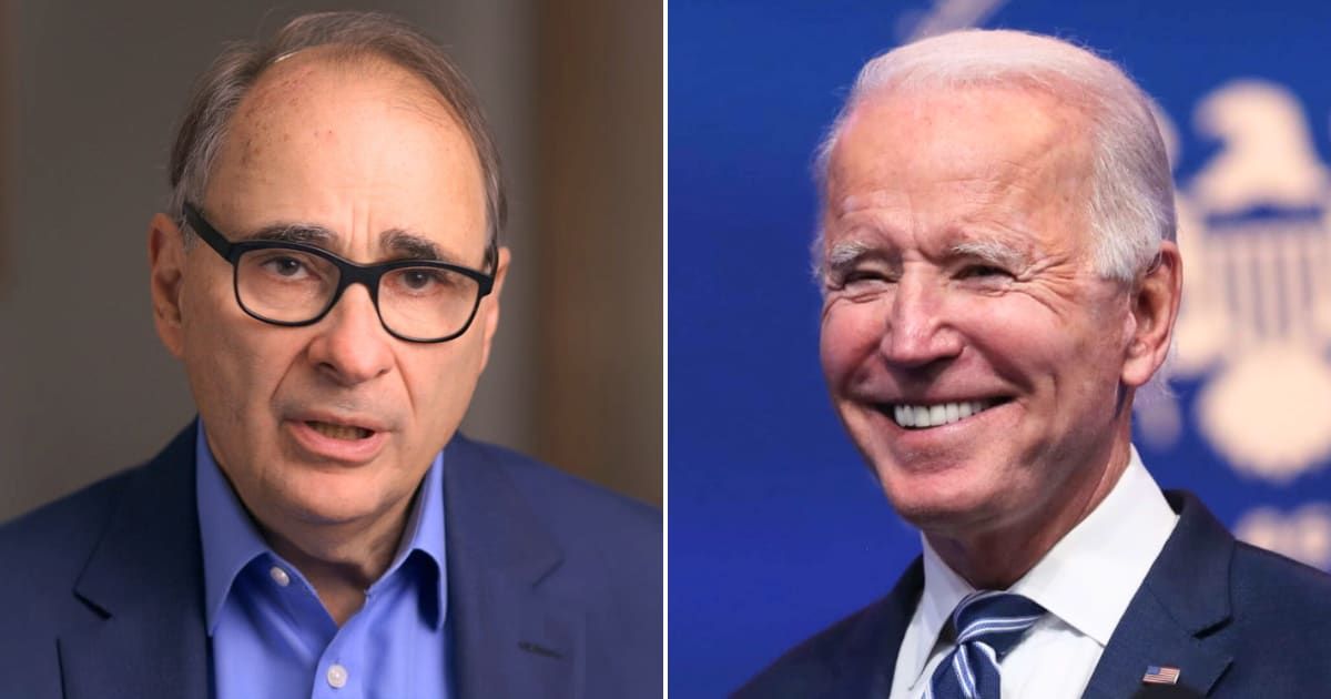 David Axelrod voiced his frustration over President Joe Biden's economic messaging (FRONTLINE PBS/YouTube, Getty Images)