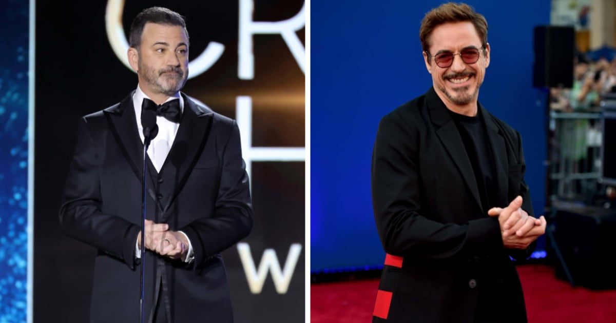 Jimmy Kimmel mocked Robert Downey Jr's past struggles with addiction by calling the evening 'one of the highest points' of the actor's career (Getty Images)