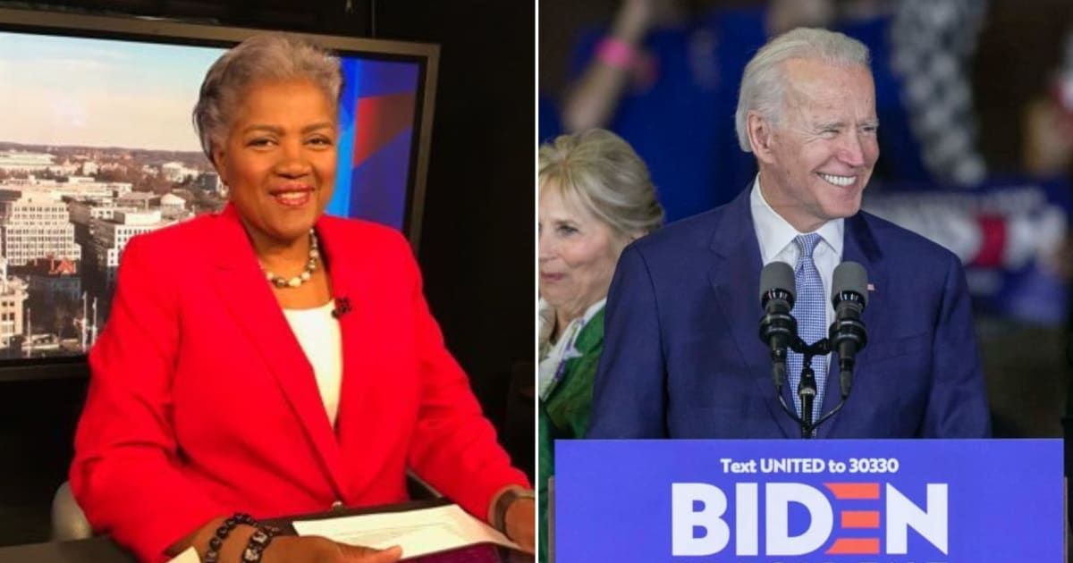 Donna Brazile (left) claimed that President Joe Biden needs to 'speak out more' and added that 'nobody listens' to him when he speaks in public (@donnabrazile/X, Getty Images)