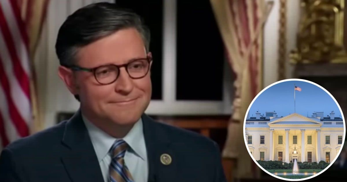Speaker Mike Johnson retweeted a post by the White House but edited it to take a dig at the Biden administration (Speaker Mike Johnson/YouTube, The White House/X)