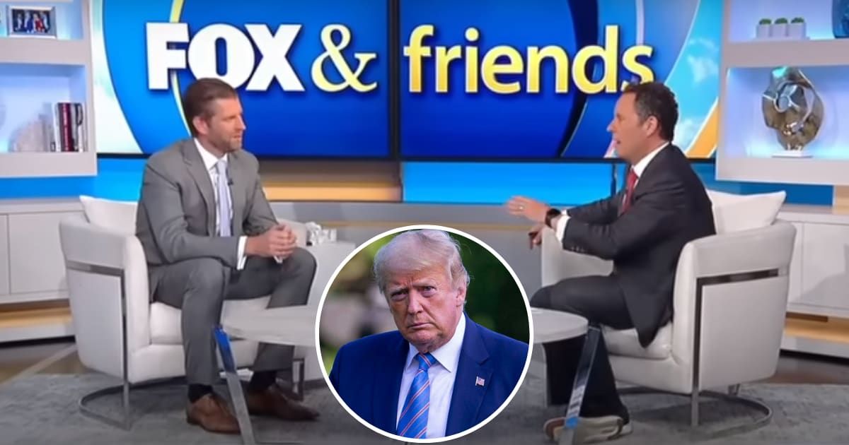Eric Trump and Brian Kilmeade discuss Donald Trump on the April 10 episode of 'Fox & Friends' (Screengrab/Fox News)