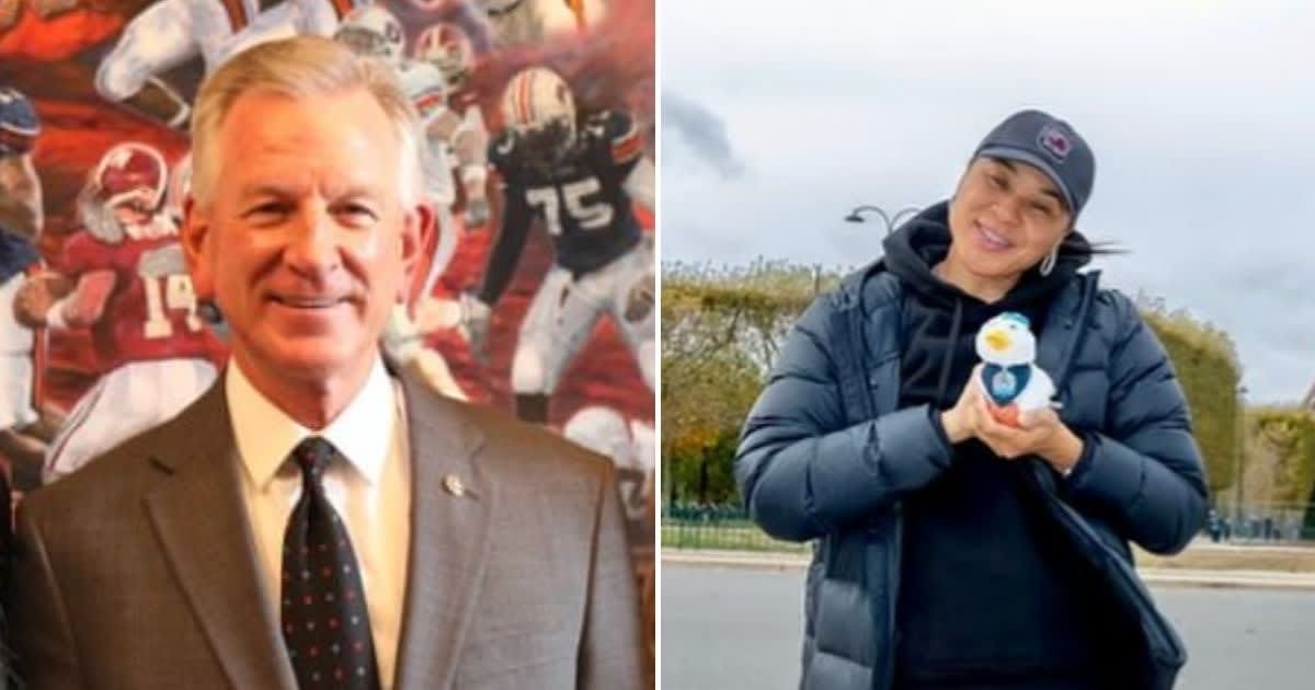 Sen Tommy Tuberville discussed Dawn Staley's comments on OutKick's 'Hot Mic' (@sentuberville, @staley05/Instagram)