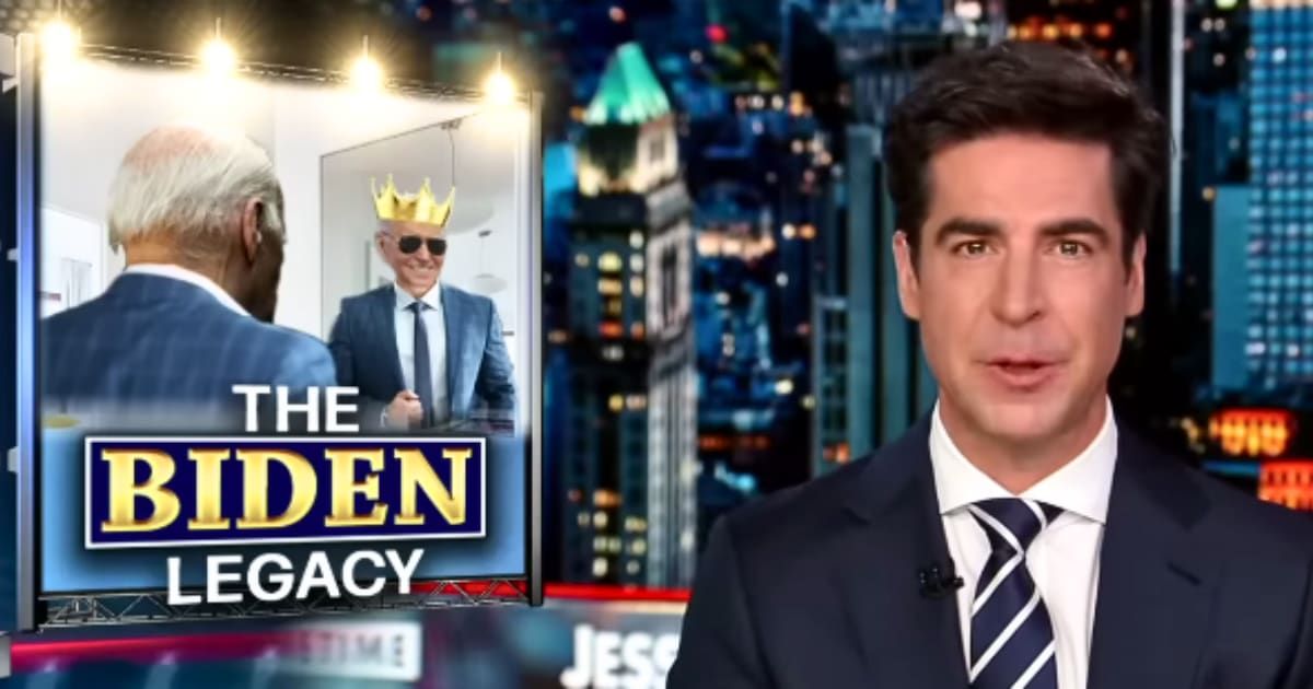 Fox News host Jesse Watters reacts to President Biden's reported obsession with his legacy Wednesday on 'Jesse Watters Primetime' (@FoxNews/Youtube)