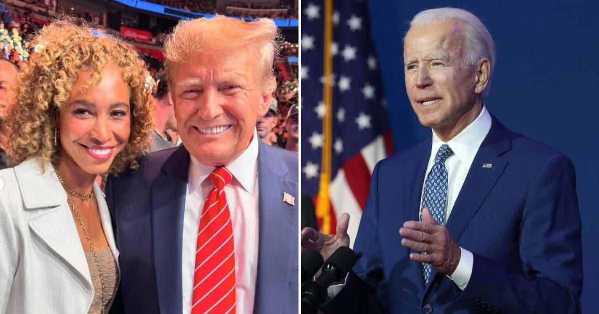 Sage Steele backed Donald Trump to be the next president instead of Joe Biden (@sagesteele/Instagram and Getty Images)