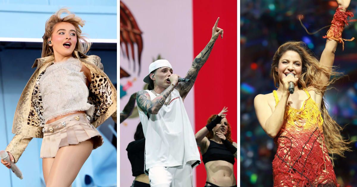 Sabrina Carpenter, Peso Pluma, and Shakira were among the highlights from Day 1 at the 2024 Coachella Valley Music and Arts Festival (Arturo Holmes/Getty Images and Matt Winkelmeyer/Getty Images)