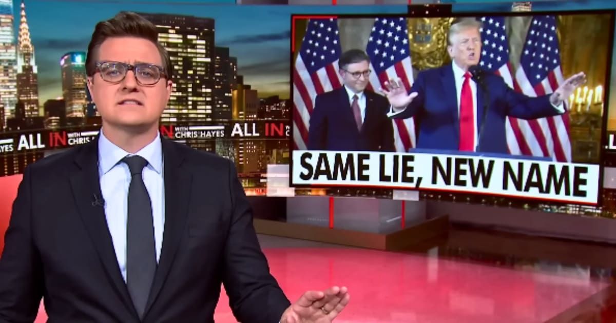 Chris Hayes tears apart Mike Johnson and Donald Trump’s press conference on 'election integrity' (@msnbc/Youtube)