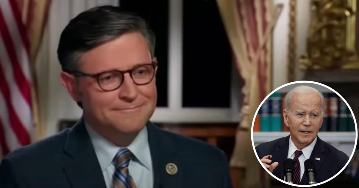 Speaker Mike Johnson called out President Joe Biden's administration for contributing to Iran's airstrike on Israel (Speaker Mike Johnson/Youtube, Getty Images)