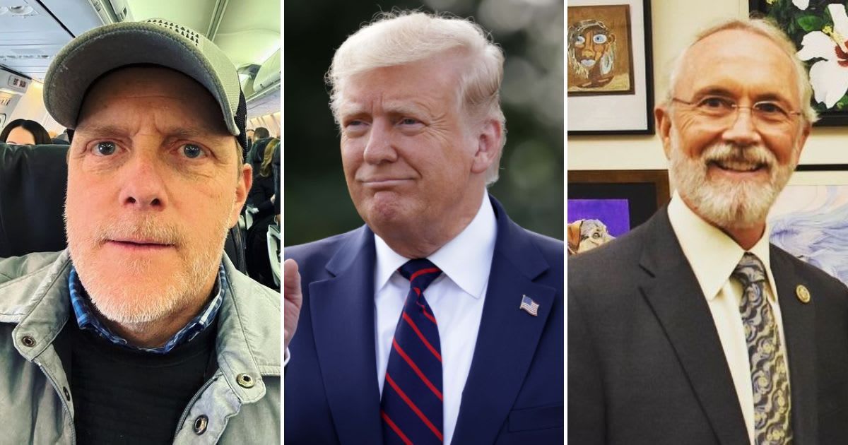 On Friday, Donald Trump endorsed Jerrod Sessler (L), primary opponent to Rep. Dan Newhouse (R), one of the two remaining House Republicans who voted to impeach the former POTUS (@jerrodsessler, @repnewhouse/Instagram, Getty Images)