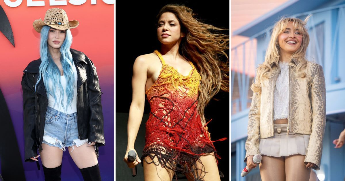 Megan Fox, Shakira, and Sabrina Carpenter at the 2024 Coachella Valley Music and Arts Festival at the Empire Polo Club on April 12, in Indio (Tommaso Boddi/Getty Images for CELSIUS Energy, Matt Winkelmeyer/Getty Images, Arturo Holmes/Getty Images)