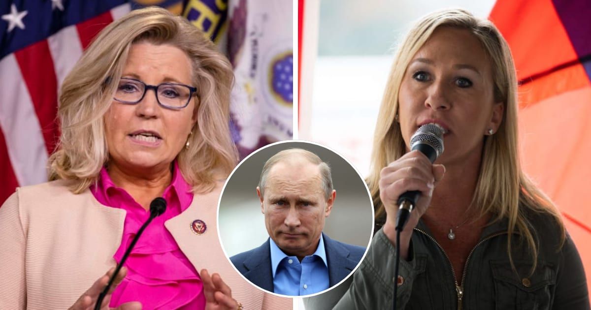 Former congresswoman Liz Cheney lashed out at Rep Marjorie Taylor Greene's remarks defending Russian President Vladimir Putin (Getty Images)