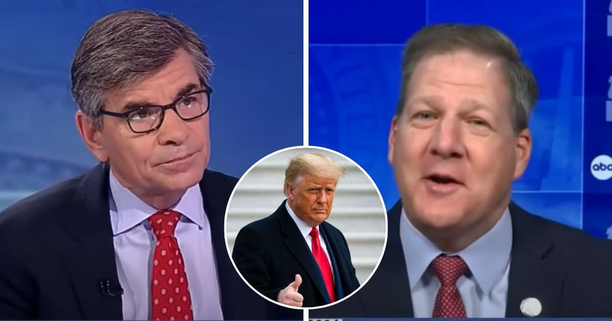 ABC News' George Stephanopoulos engaged in a heated exchange with GOP New Hampshire Governor Chris Sununu for doing a U-turn on Donald Trump (ABC News, Getty Images)