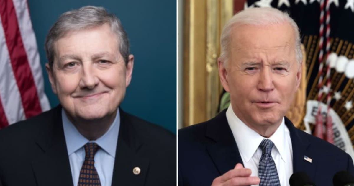 Sen John Kennedy urged President Joe Biden to tackle Iran more in a stronger manner (@SenJohnKennedy/X, Getty Images)