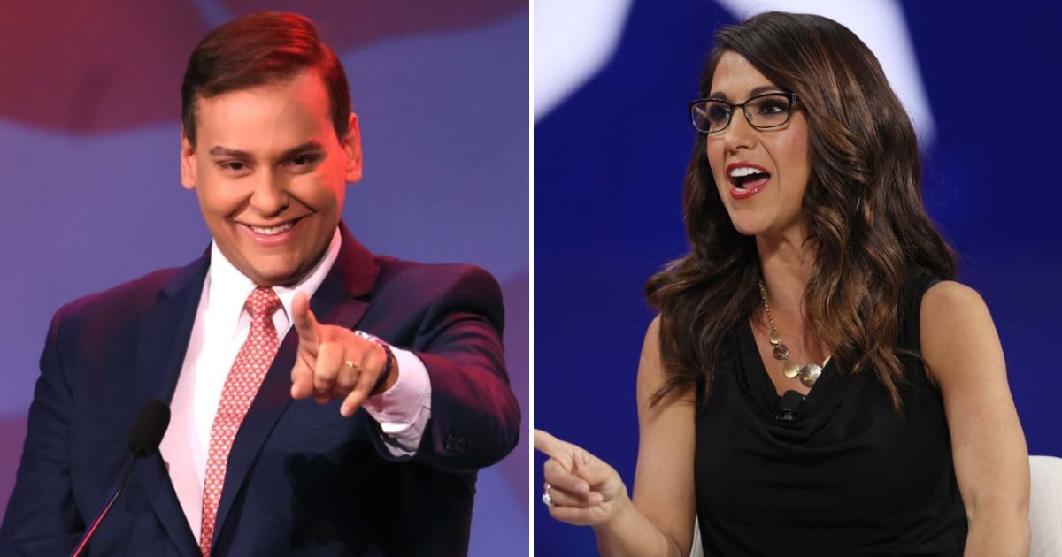 The contribution by George Santos for Lauren Boebert's campaign was recorded in the first quarter of 2024 and was filed with the Federal Election Commission (Getty Images)