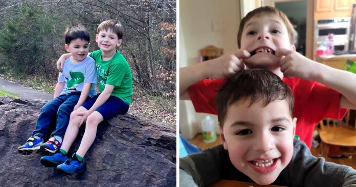 Zachariah and William Brice were rescued after their family’s home in Clifton, Virginia, caught fire on April 10 (Facebook/@Jamey Brice)