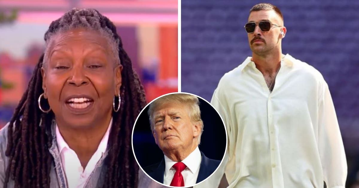 The hosts of 'The View' defended Travis Kelce amidst backlash from Taylor Swift fans after he liked an Instagram post featuring Donald Trump (The View/Getty)