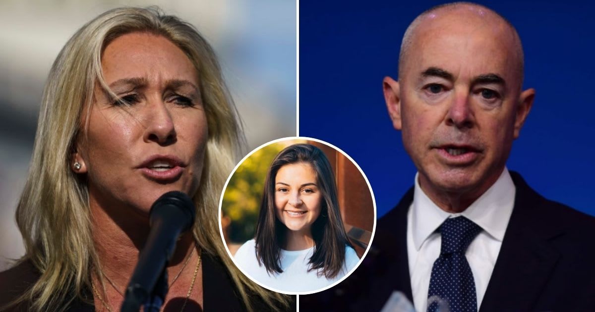 Marjorie Taylor Greene mistakenly said during a House Homeland Security Committee budget hearing on Tuesday that the US should have deported murdered student Laken Riley, prompting backlash from netizens (Getty Images, Laken Riley/Facebook)