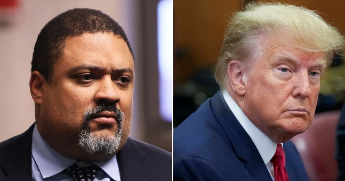 Alvin Bragg (Left) stated in court documents signed in March that it will try to undermine Trump by questioning him over 13 court decisions against him or his businesses (Getty Images)